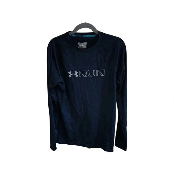 Under Armour Navy Blue Long Sleeve Run Shirt Size Small - Picture 3 of 6
